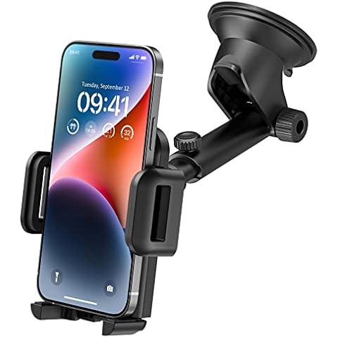 VSSMSSA Phone Mount for Car,Car Phone Holder Mount with Strong Suction Cup Dashboard Windshield Phone Mount Compatible with iPhone 14 13 12 11 Pro Max, Galaxy Note 20 S20 S10 and More Cover