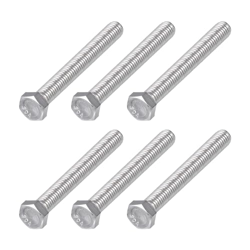 Image of METALLIXITY Hex Head Bolts (3 /8-16 x 3) 6Pcs, 304 Stainless Steel 18-8, Fully Threaded, External Hex Drive, Plain Finish, Hex Head Screw Bolt, Silver