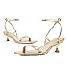 Modatope Women Gold Heeled Sandals Strappy Kitten Heels Open Square Toe Low Heels Gold Metallic Heeled Sandals Prom Shoes Low Heel Size 8