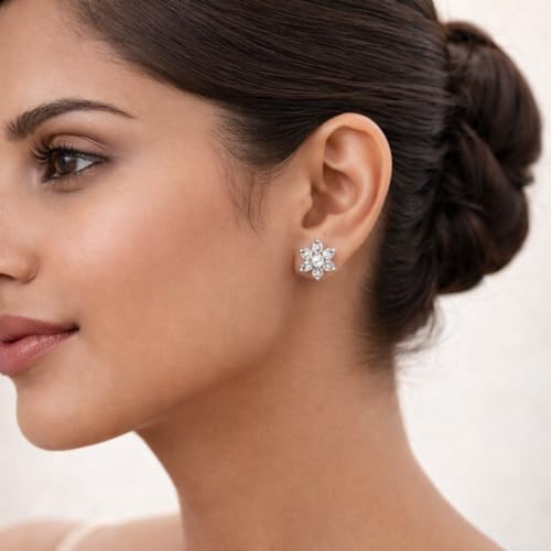 Image of Pure Silver Stud Earrings | Rhodium Plated | 6 Months Warranty
