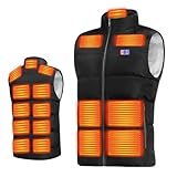 [Yoigood] 電熱ベスト 【40800mAh大容量バッテリー付き 17箇所発熱】 加熱ベスト 前後独立スイッチ 3段階温度調節 USB給電 ヒートジャケット 速暖 保温 メンズ レディース 加熱服 暖房ウェア 丸洗い 省エネ 通勤 通学 防寒対策 (JP, アルファベット, L, ブラック バッテリーなし)