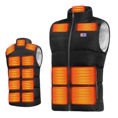 [Yoigood] 電熱ベスト 【40800mAh大容量バッテリー付き 17箇所発熱】 加熱ベスト 前後独立スイッチ 3段階温度調節 USB給電 ヒートジャケット 速暖 保温 メンズ レディース 加熱服 暖房ウェア 丸洗い 省エネ 通勤 通学 防寒対策 (JP, アルファベット, XL, ブラック バッテリーなし)のサムネイル
