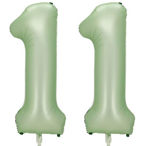 Image of Sage Green Number 11 Balloon,11 Balloon for Birthday Party Decorations | 11 Number Balloon,40 Inch 11 balloons,Helium-fillable,11 Foil Mylar Balloons,for Boys Girls Birthday Party Decorations