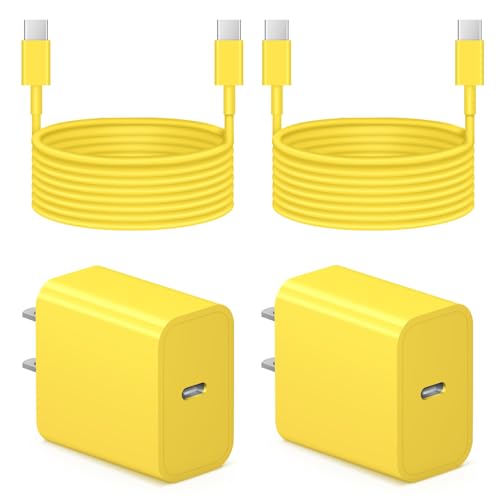 Image of iPhone 17 16 15 Charger Fast Charging 6FT - 20W USB C Charger Block with 6FT Type C to C Cable Compatible with iPhone 17 /17 Pro /17 Pro Max /Air /16 /16e /15, iPad Pro, iPad Air (Yellow)