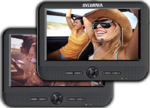 Sylvania 7-Inch Twin Mobile Dual Screen/Dual DVD Portable DVD Player - Play Same or Separate Movies (Renewed)