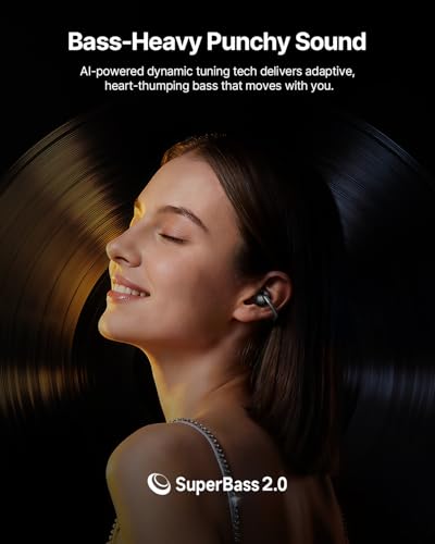 Image of Baseus Bowie MC2 Air Open Ear Clip-on Earbuds, CloudComfort Air Cushions for Workout Running, 11mm Drivers Super Bass 2.0, IP67 Waterproof, 40H Playtime, Flexible Secure Fit Earbuds