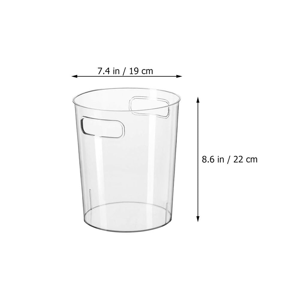 PRETYZOOM Small Plastic Waste Basket, Clear Round Trash can with Handle, 1.5 Gallon Garbage Bin for Bathroom, Bedroom, Kitchen (19x19x22cm)