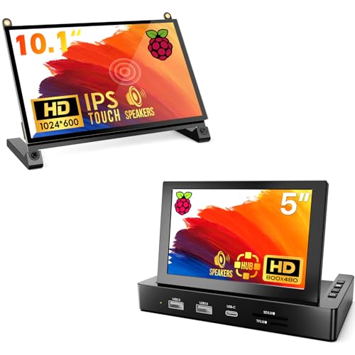 Image of ROADOM 10.1'' Raspberry Pi Screen & 5'' Monitor w /HUB