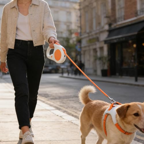 Laisse rétractable pour chien d'extérieur avec lampe LED pour balade nocturne - 8