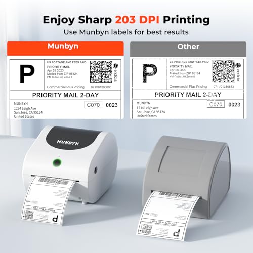 MUNBYN Bluetooth Etikettendrucker DHL 4x6 Thermodrucker Labeldrucker Label Printer für Shopify Zalando Amazon Etsy DHL FedEx UPS, Weiß
