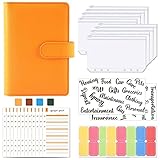 Marhynchus A6 Budget Organizer Budget Planer Finanzplaner Wasserdichtes PU -Ledergeld Sparen Sie Binder für Persönliche Finanzorganisationen (Magnetschnalle Macaron: Orange)