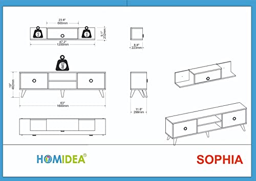 Homidea Sophia Tv Stand - Lowboard - Tv Bench With Floating Shelf In Oriental Design For Living Room Or Office (Black) #TOP5