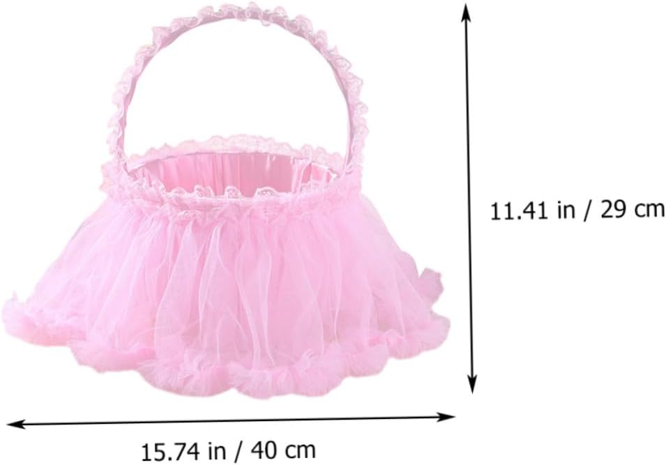 KALLORY Lace Petal Scattering Basket Pink Wedding Party Flower Basket Romantic Ceremony Supplies