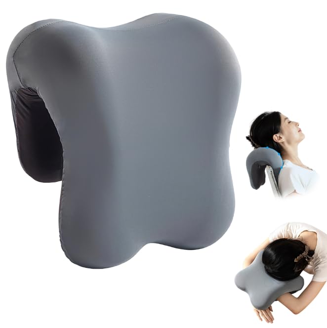 Dhqkqg Reposacabezas con efecto memoria para sillas de oficina, cojín cervical con espuma viscoelástica, cojín cervical para silla de oficina, cojín suave para sillas de escritorio, gris