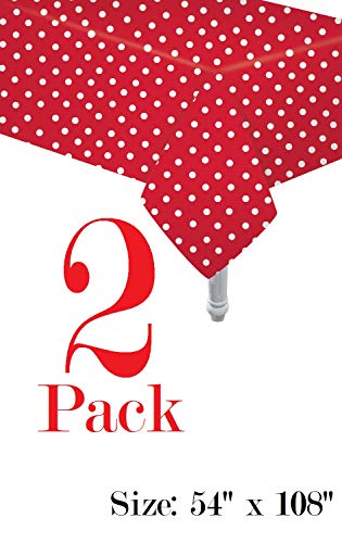 Serves 30 Complete Party Pack Red Polka Dot Party Supplies 9" Dinner Paper Plates 7" Dessert Paper Plates 9 Oz Cups 3 Ply Napkins 2 Red Polka Dot Table Cover Size: 54" X 108" #TOP3
