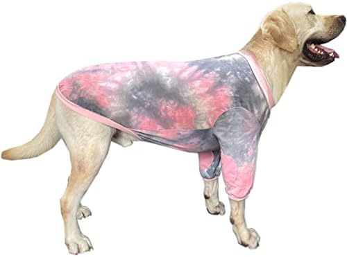 PriPre Tie Dye Dog Shirt for Large Dogs Small Medium Breathable Cotton Dog Clothes Dog Pajamas Big Dogs Shirts Boy Girl 3XL, Pink Tiedye
