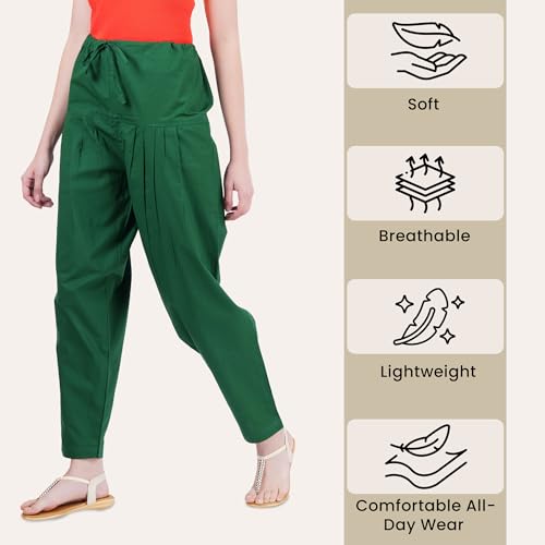 Image of Happy Bunny Salwar Pant for Women, Fine Cotton Ethnic Trousers with Drawstring Waist, Comfortable Daily, Office & Casual Wear Bottoms