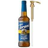 Torani Sugar Free Coffee Syrup, Classic Hazelnut Flavoring for Drinks, Zero Calorie, Pump Included, 25.4 Fl Oz