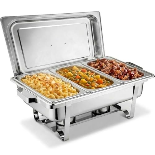 Morleos Speisewärmer Chafing-Dish 3X 1/3 GN 65 mm aus Edelstahl Warmhaltebehälter Essen...