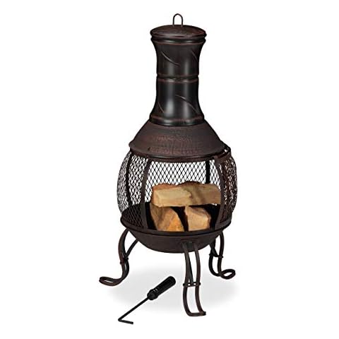 Chimenea Jardín Relaxdays con Protección Antichispas Cover