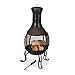 Relaxdays Forno Azteco, Attizzatoio, Graticola per Legna Griglia Parascintille, Giardino, Antico, H: 89 cm, Rosso-Bronzo immagine