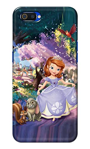 Image of PRINTFIDAA Cartoon Little Girl with Crown and Pet Animals Printed Designer Hard Case for Realme C2 / Oppo A1K, RMX1941, CPH1923 Back Cover -(e) RPM1008