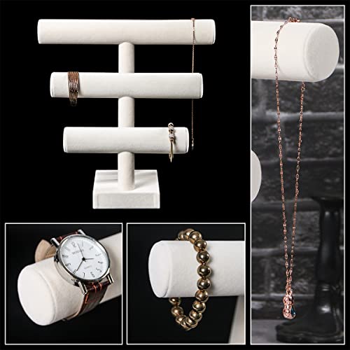 Pangkeep 3 Tier Bracelet Holder,Bracelet Displays For Selling,Beige Jewelry Display Stand For Bangles Necklaces Hair Ties Scrunchies Watches #TOP3