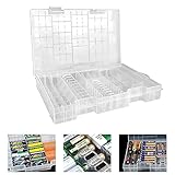 GIRAFEDA Battery Organiser Storage Case Battery Storage Box Battery Organizer Holder Batteries Storage Box Holds Clear Battery Container for AAA,AA, C, D,9V, Plastic Battery Case27.5 x 17 x 3.6cm