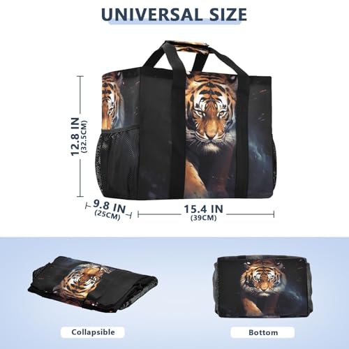 Wild Tiger Black Large Beach Bag Waterproof Beach Tote Bags for Women Travel Gym Pool3