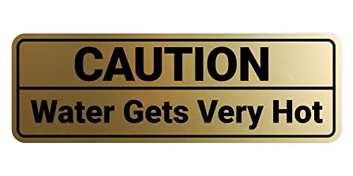 Standard Caution Water Gets Very Hot Sign (Brushed Gold) - Medium 1 Pack