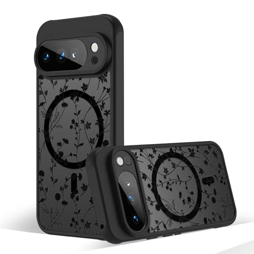 Oxytter Magnetic Case for Google Pixel 10 Pro XL [Compatible with MagSafe] Cute Black Flower Floral Pattern Case for Women Girls Soft TPU Bumper Hard PC Back Anti-Fall Shockproof Protective Slim Cover by Oxytter - Used condition - US$10.48