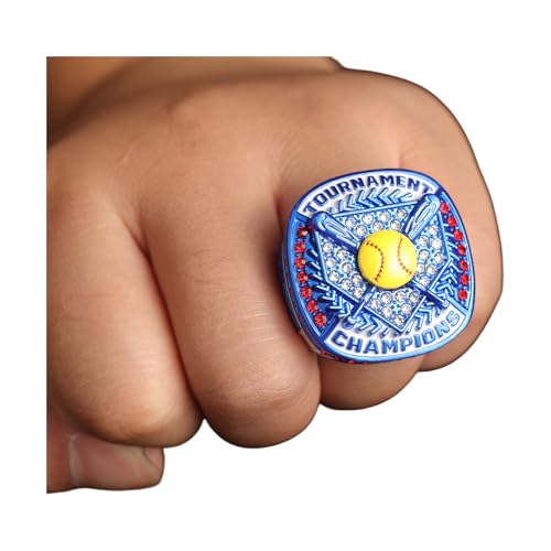 Image of 12 pcs Pack Metallic Colors Softball Tournament championhsip Trophy Ring Softball Teams Players Awards Size 9