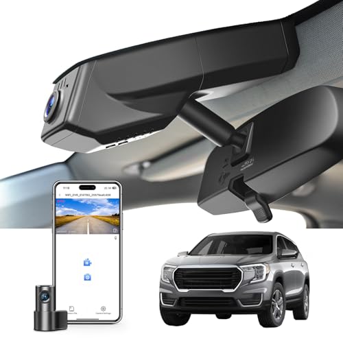 Mangoal Front 4K & Rear 1080p Dash Cam for GMC Terrain 2018-2024(Model B), SL SLE SLT AT4 Denali, Model A & Model B Have Same Models Years but Vehicle Sensor Cover are Different, Free App, 128GB Card