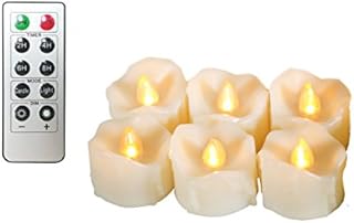 Erosway Flameless Candles, Realistic Flickering LED Tea Lights Battery Operated, 200 Hours of Nonstop Working with Remote and 2/4/6/8 Hours Timer. 6pcs/pack