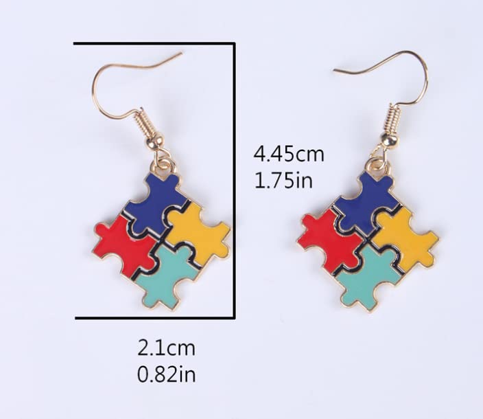COLORFUL BLING Autism Earrings Dangle Drop Earrings Autism Awareness Puzzle Piece Earrings Jewelry Gift2