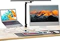 ROTOPATA Architect Desk Lamp for Home Office with Clamp & 2 Charging Port, Led Study Table Lamp with 34.65in Double Arm, 24W Detachable Light with Timing & Memory, Adjustable Brightness and Height