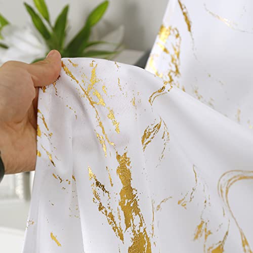 Taisier Home Gold Foil Print Linen Textured Curtains - Geometric Marble Pattern Design for Living Room - Light Filtering Window Treatment, 2 Panels, 95" L, Off White and Gold by Taisier Home - Image 6