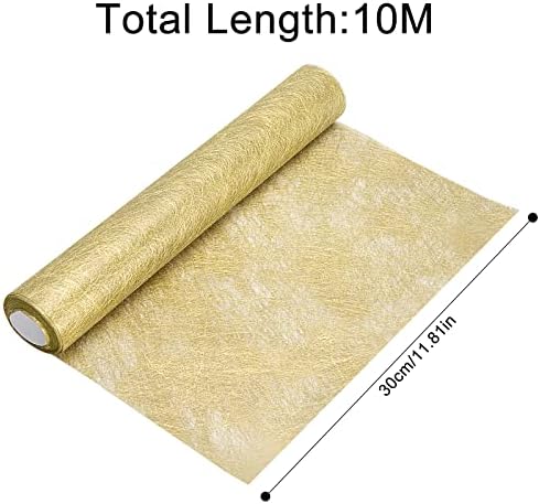 Table Runner 30cmx10m Reusable Double-Sided Gold Metallic Festival Gift Ribbon for Wedding Party Dinner Christmas Decoration