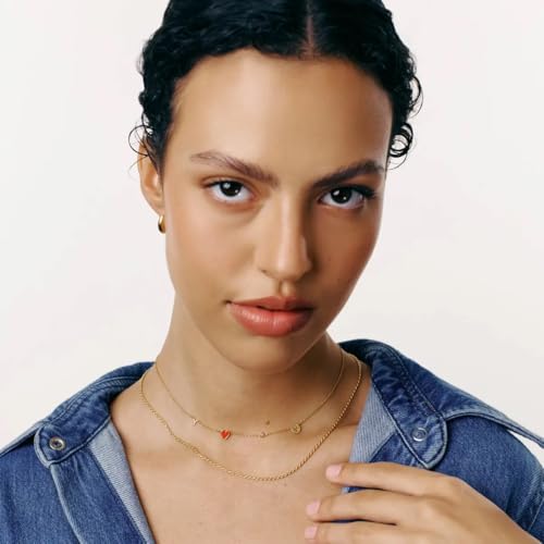 Personalized Red Heart Inez Initial Necklace with Small or Big Diamond - Custom Initial & Zodiac Sign - Jewelry for Her, Women - Dainty Gift for Mother's Day, Birthday, Christmas3