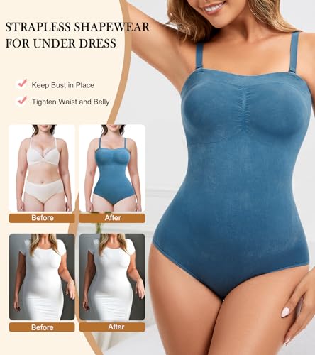 Image of Strapless Shapewear for Women Tummy Control Triangle Bodysuit Body Shaper