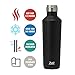 Zell 25 oz Stainless Steel Vacuum Insulated Water Bottle | Thermos Flask Keeps Cold 24 hours, Hot 12 hours | Wine Bottle Shaped Powder Coated Thermos | 750 ml | Black