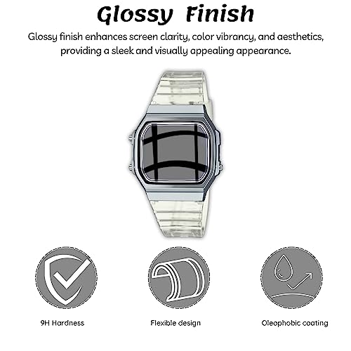 FCS Tpu (Pack Of 3 Screen Guard For Casio Vintage A168Wgg-1Bdf-D182 Smartwatch Screen Protector|0.33Mm Anti Shock Screen Protector For Casio Vintage D182 Screen Guard (Casio-Vintage-D182)