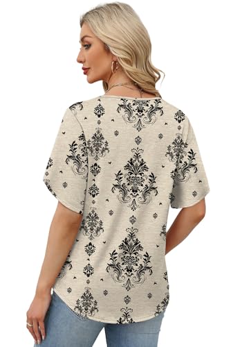Image of WIHOLL Womens Summer Tops Short Petal Sleeve Shirts Fashion V Neck Womens Clothing