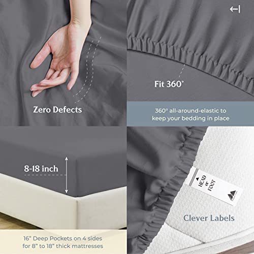 500 Thread Count 100% Cotton Sheet Dark Grey King Sheets Set, 4-Piece Long-Staple Combed Pure Cotton Best Sheets For Bed, Breathable, Soft & Silky Sateen Weave Fits Mattress Upto 16'' Deep Pocket #TOP5