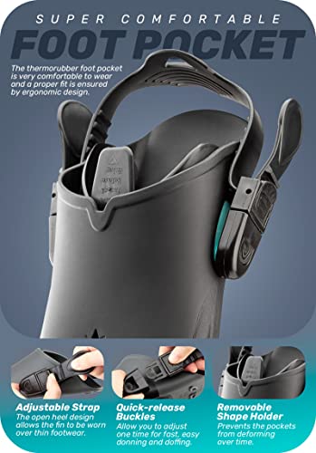 Capas Swim Fins, Snorkel Fins With Travel Size Short Fins For Snorkeling Diving Adjustable Open Heel Flippers For Men Women Youth #TOP1