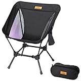 MOUNTREX® Campingstuhl klappbar – Besonders Stabil, Leicht & Kompakt (bis 120kg) - Klappstuhl mit Tragetasche - Angelstuhl, Camping Stuhl, Strandstuhl - Breite Sitzfläche, Faltbar (Schwarz)