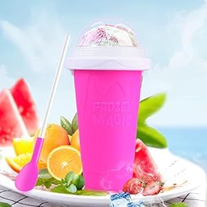 DIY Slushy Maker Cup Double Layers Silica Cup,Smoothie Pinch Ice Cup, Frozen Magic Squeeze Cup,Cooling Maker Cup,Freeze…