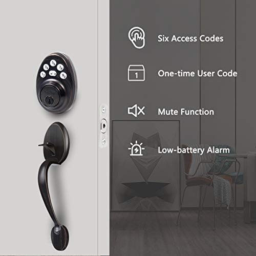 Signstek Front Door Lock Set,Keyless Entry Door Lock With Handle,Electronic Keypad Deadbolt,Smart Locks For Front Door (Oil Rubbed Bronze Plus) #TOP5