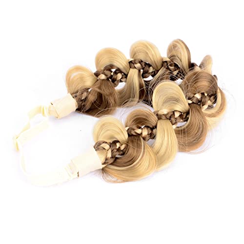 BOBIYA Kinky Gourd Synthetic Hair Braided Headband Wide Plaited Headband Elastic Stretch Plait Hairband (Highlighted) - Image 4