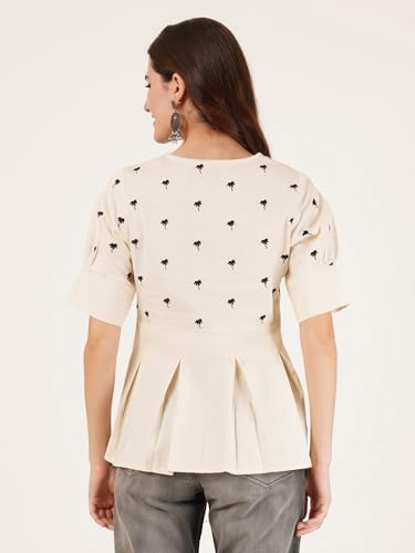 Image of Brownverse Pure Cotton Women's Embroidered Top